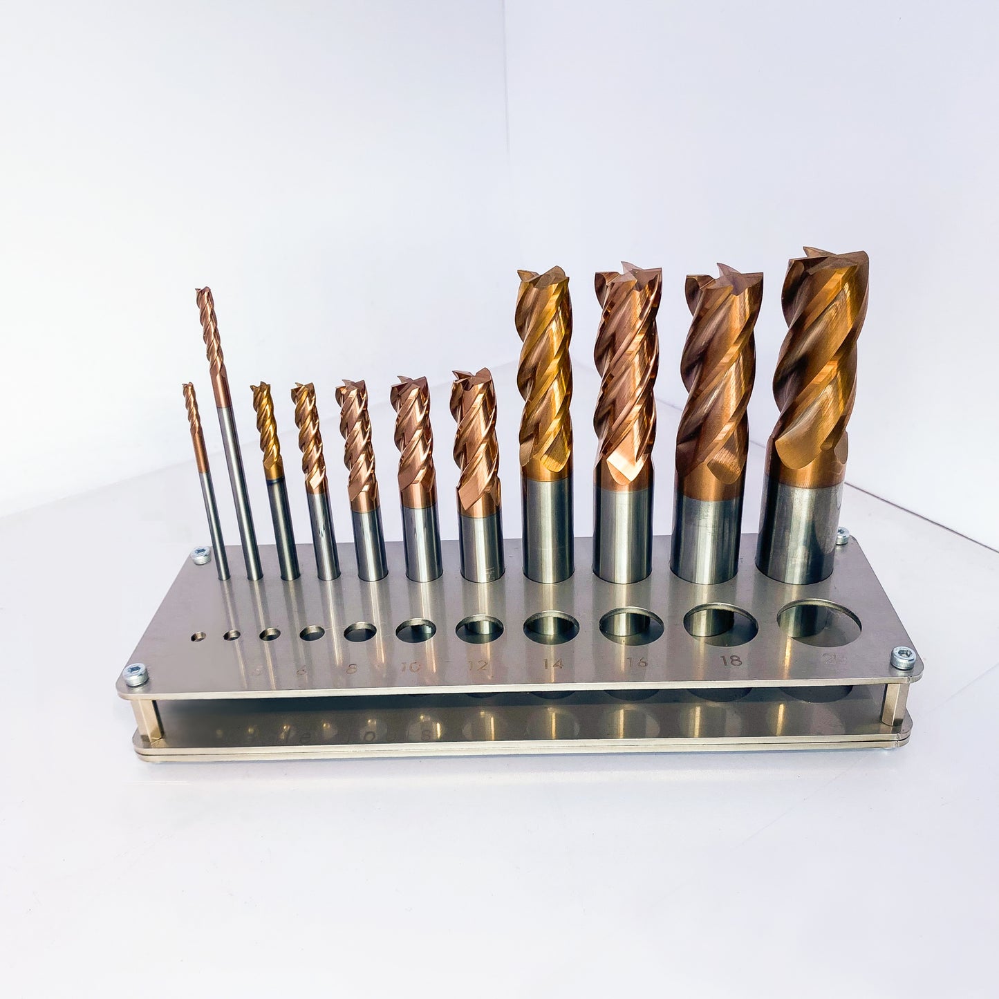 Carbide End Mill Set with Stand 11pc Ø3-20mm
